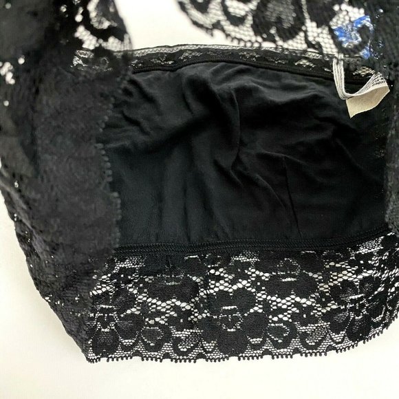 Free People Scalloped Lace Bandeau Bra Black Pullover Strapless Size S Small NWT - Picture 4 of 10